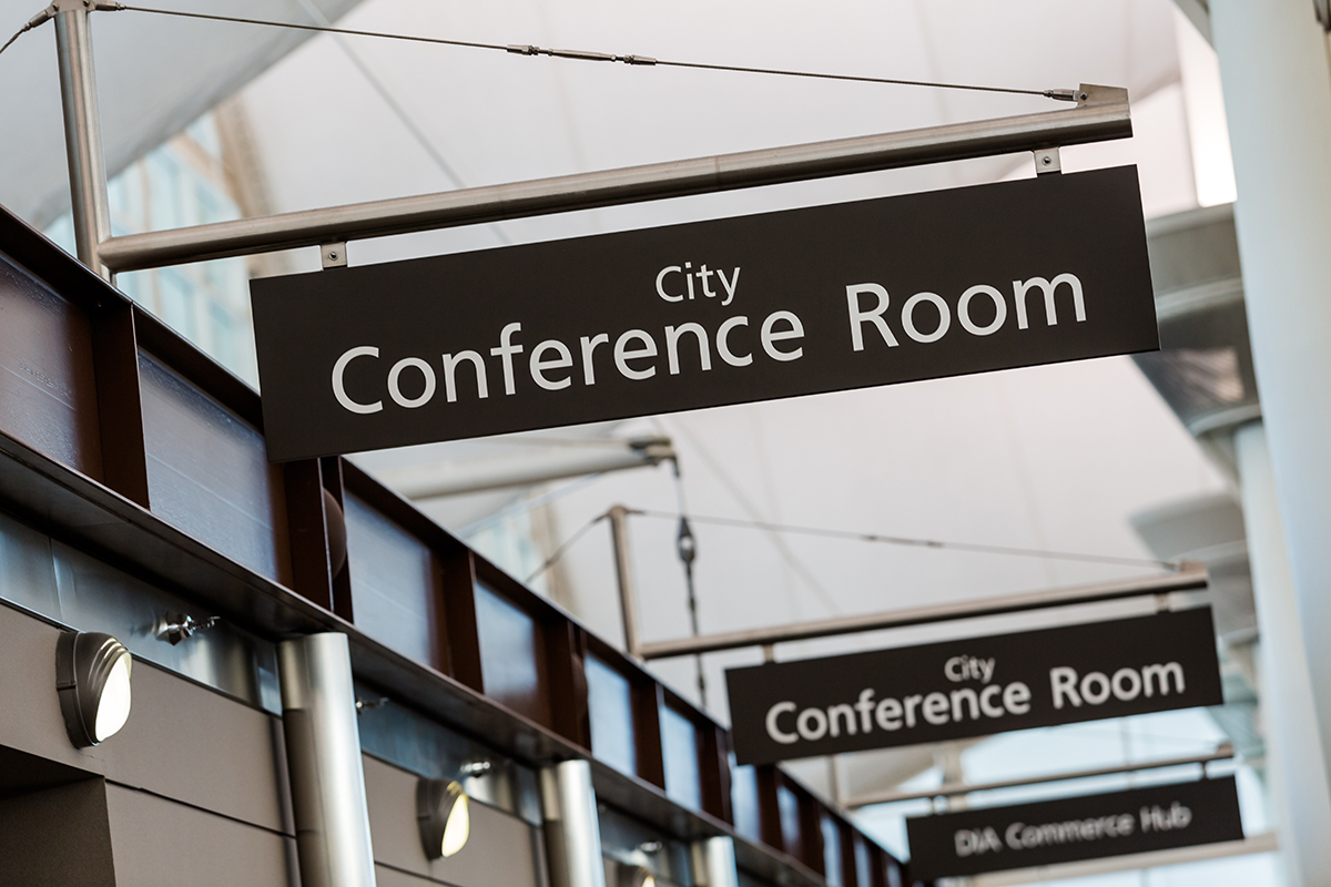 brown conference room signage